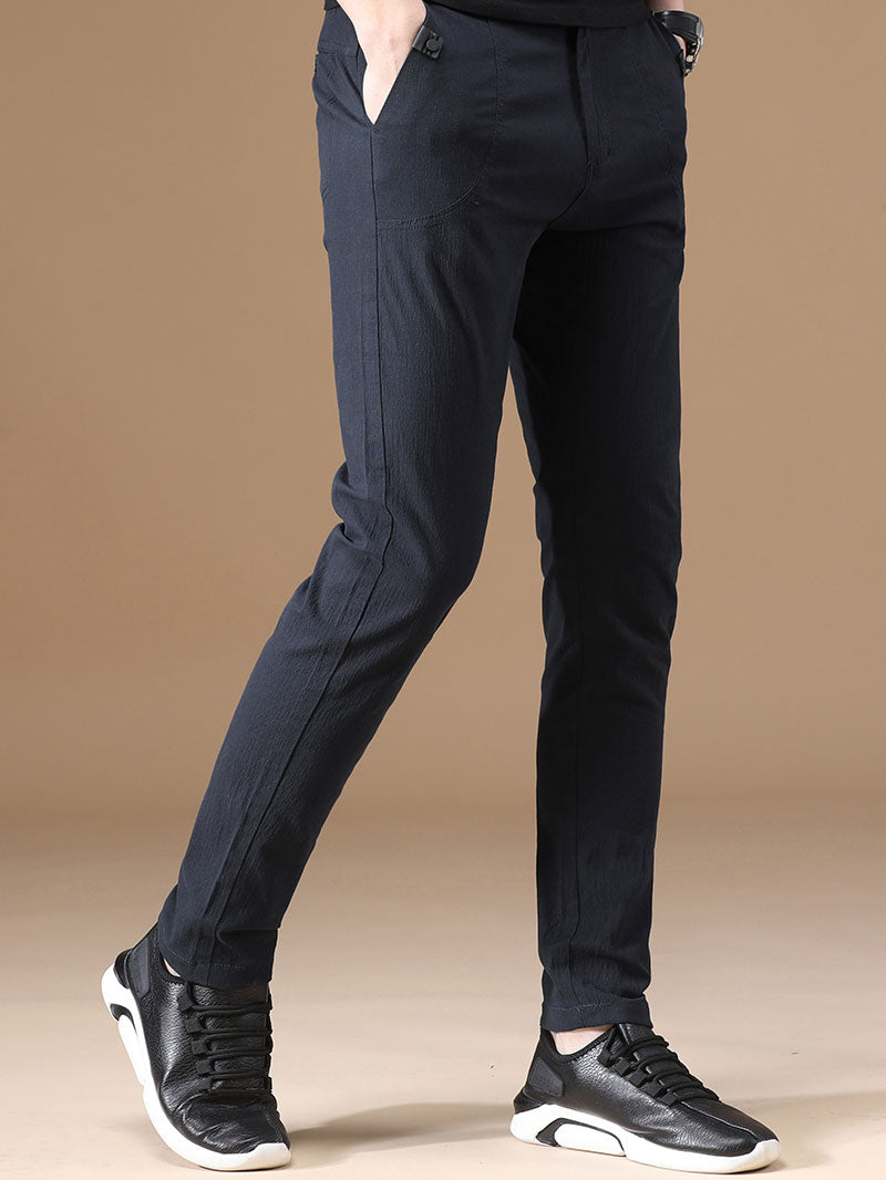 New Men's Gray Slim Casual Trousers