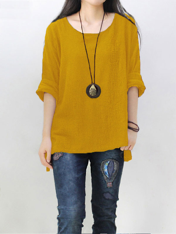 Long Sleeve Solid Blouse