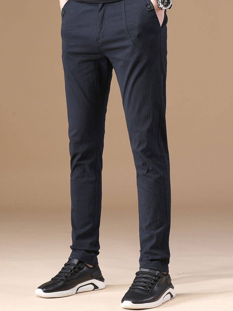 New Men's Gray Slim Casual Trousers