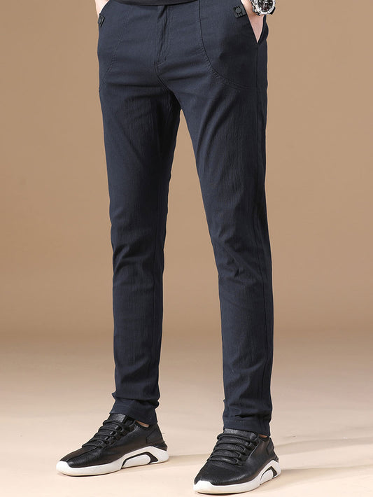 New Men's Gray Slim Casual Trousers