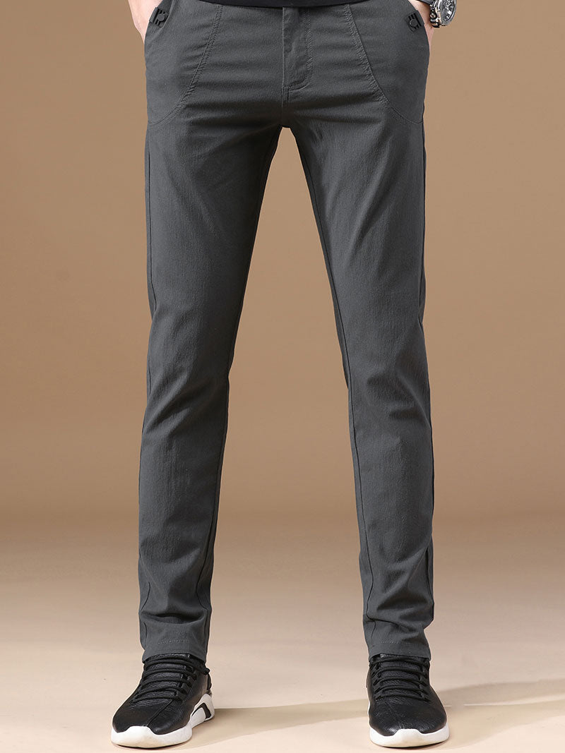 New Men's Gray Slim Casual Trousers