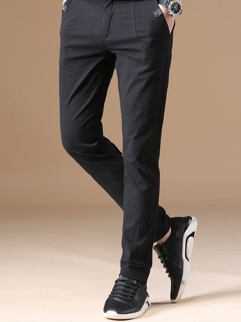 New Men's Gray Slim Casual Trousers