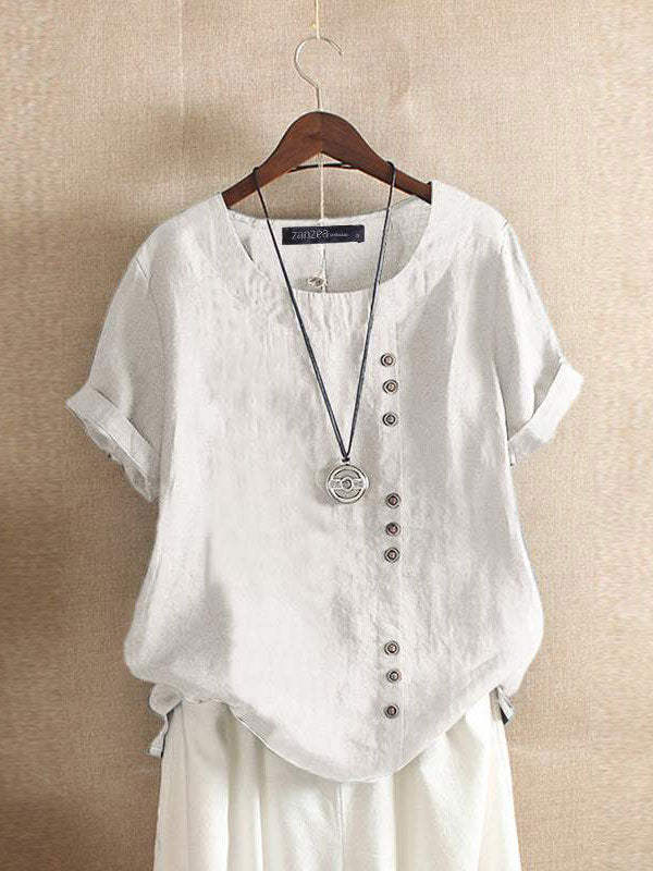 Blouse Women Cotton Linen Shirt