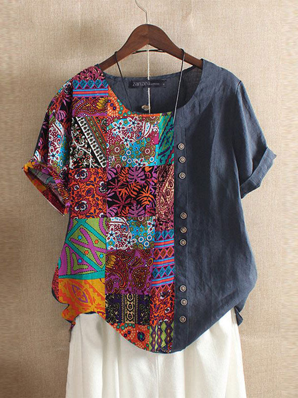 Cotton Linen Blusas Chemise