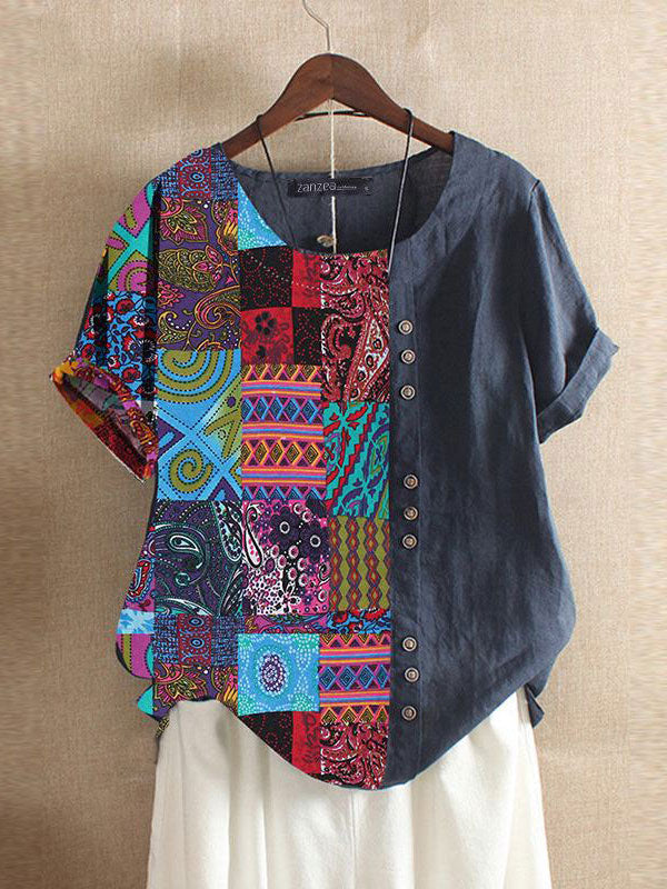 Cotton Linen Blusas Chemise