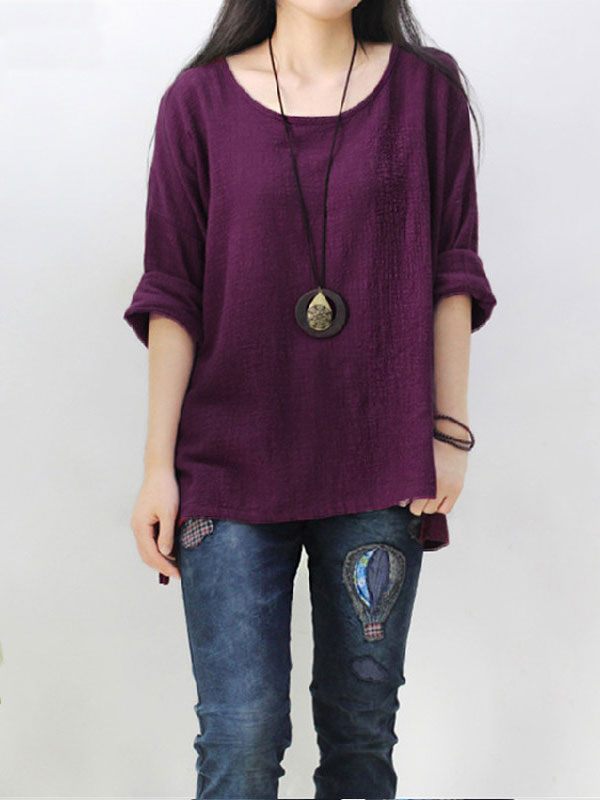 Long Sleeve Solid Blouse