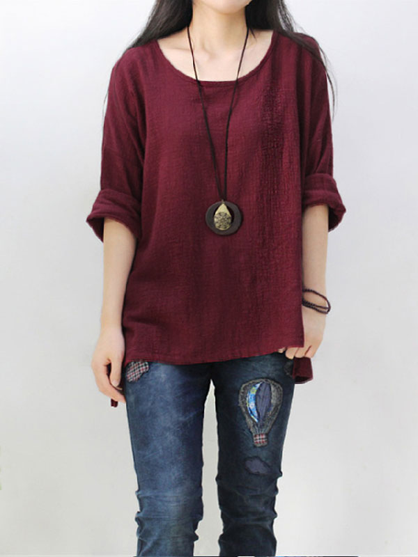 Long Sleeve Solid Blouse