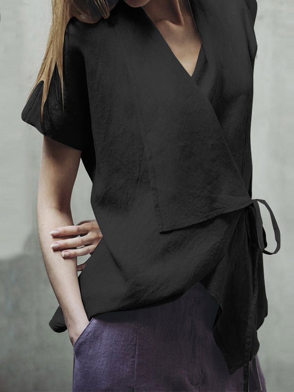 Short Sleeve Linen Tops