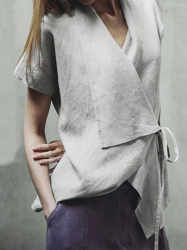 Short Sleeve Linen Tops