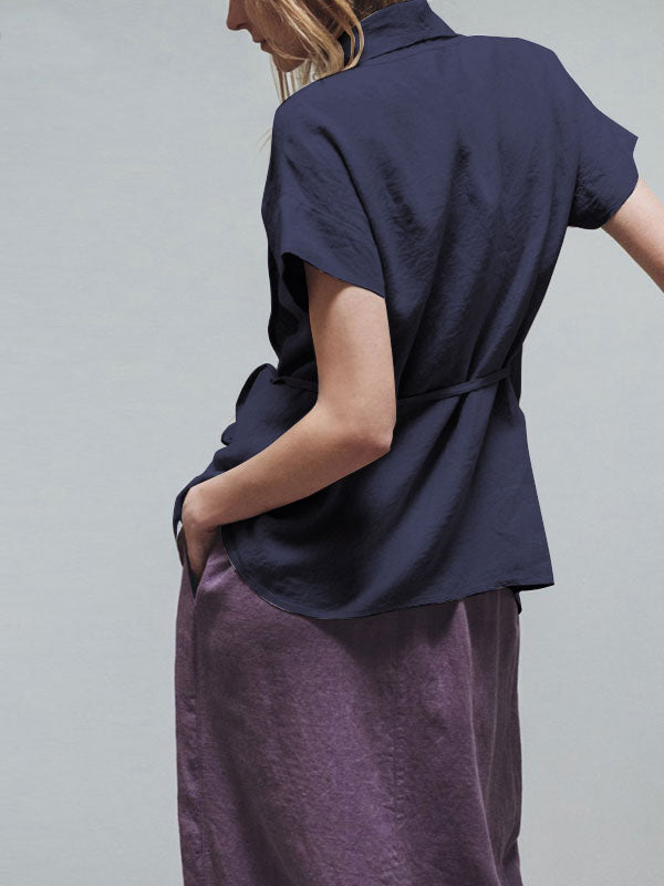 Short Sleeve Linen Tops