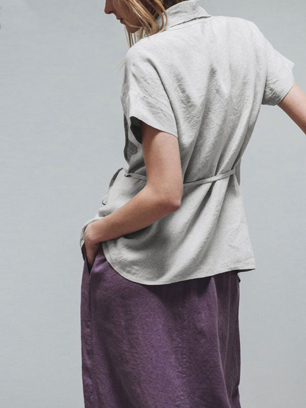 Short Sleeve Linen Tops